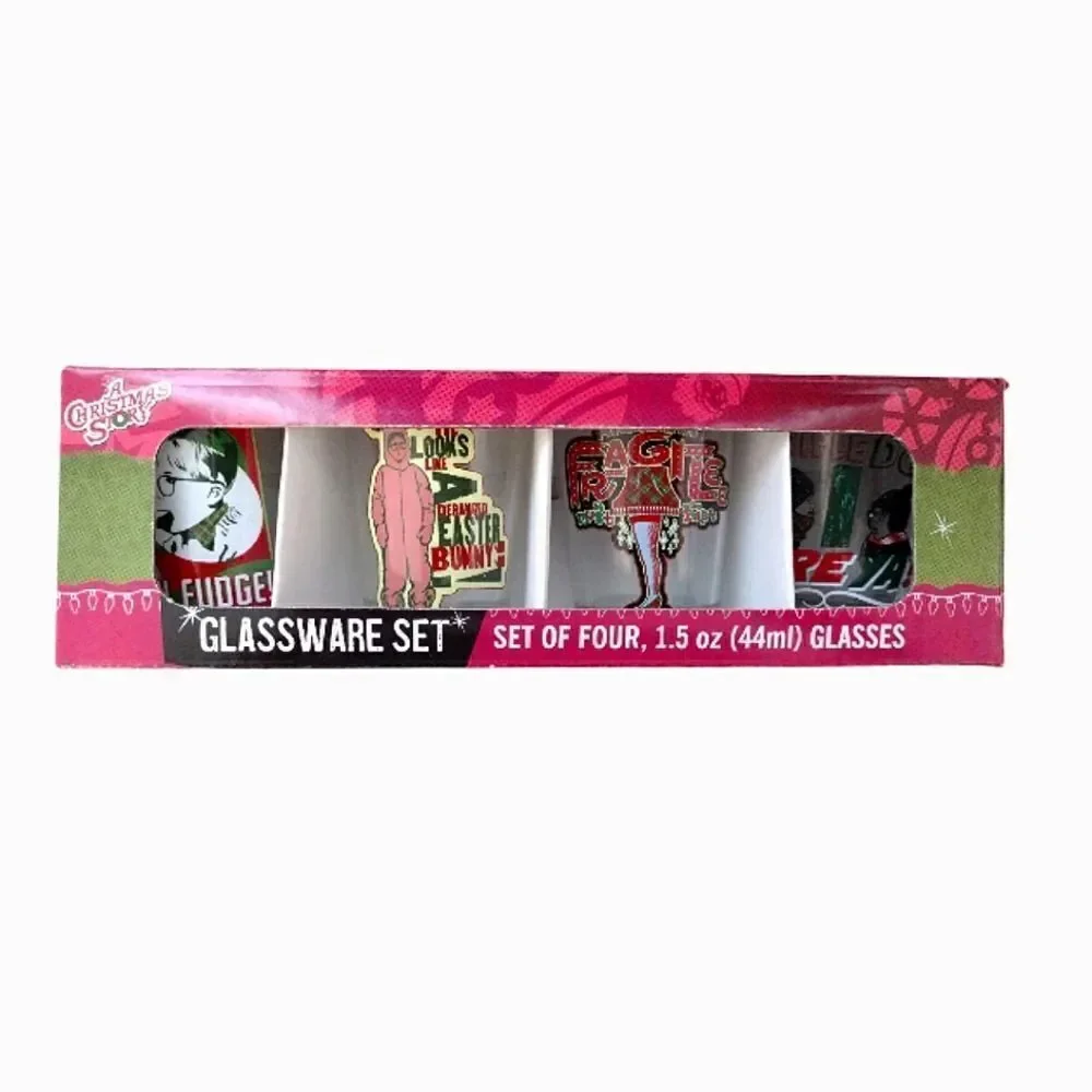 A Christmas Story Printed 1.5oz Glassware Shot Glasses Set Of 4 NWT